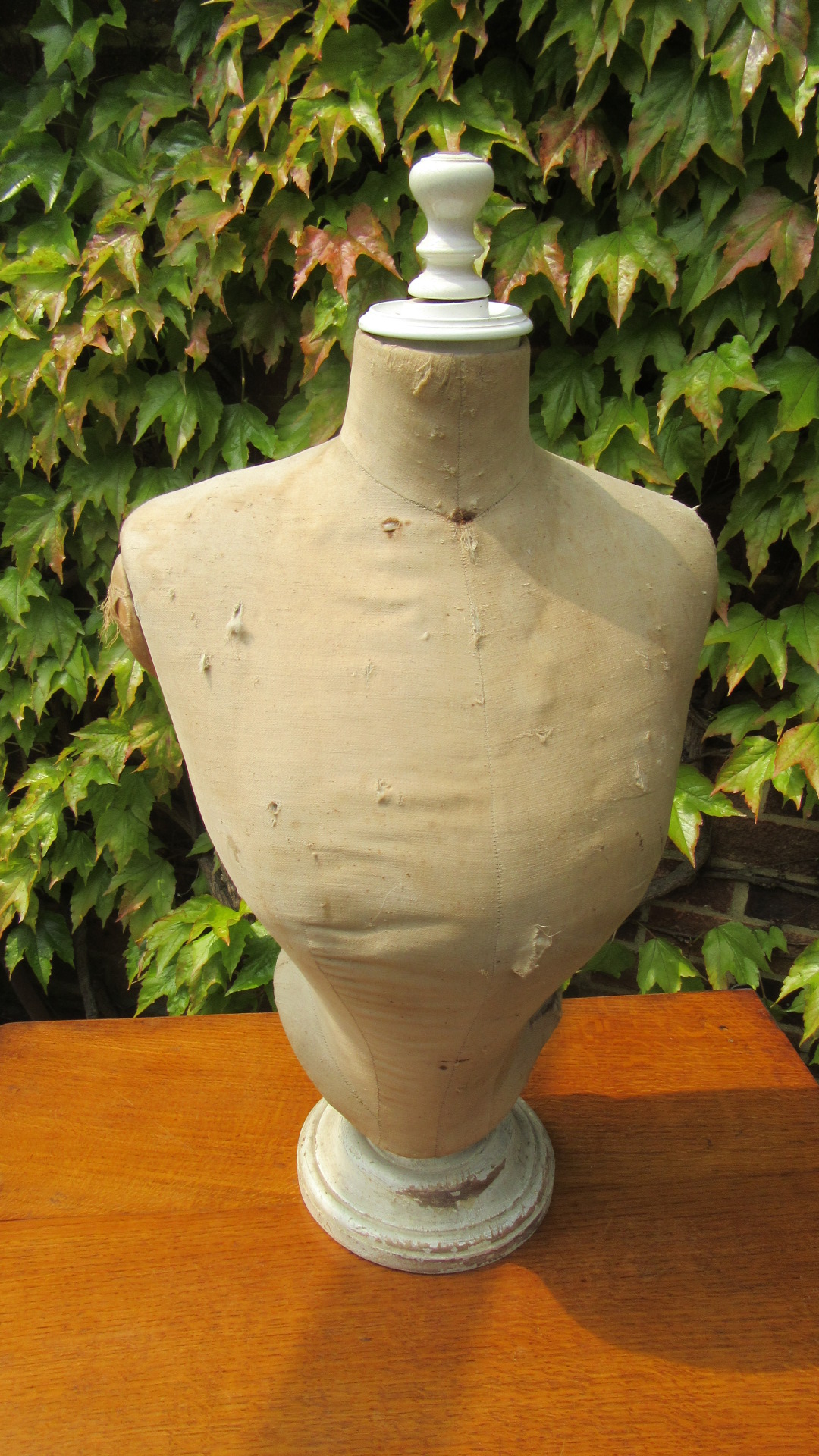 RARE HALF SIZE WASP WAIST MANNEQUIN WITH PORCELAIN TOP
