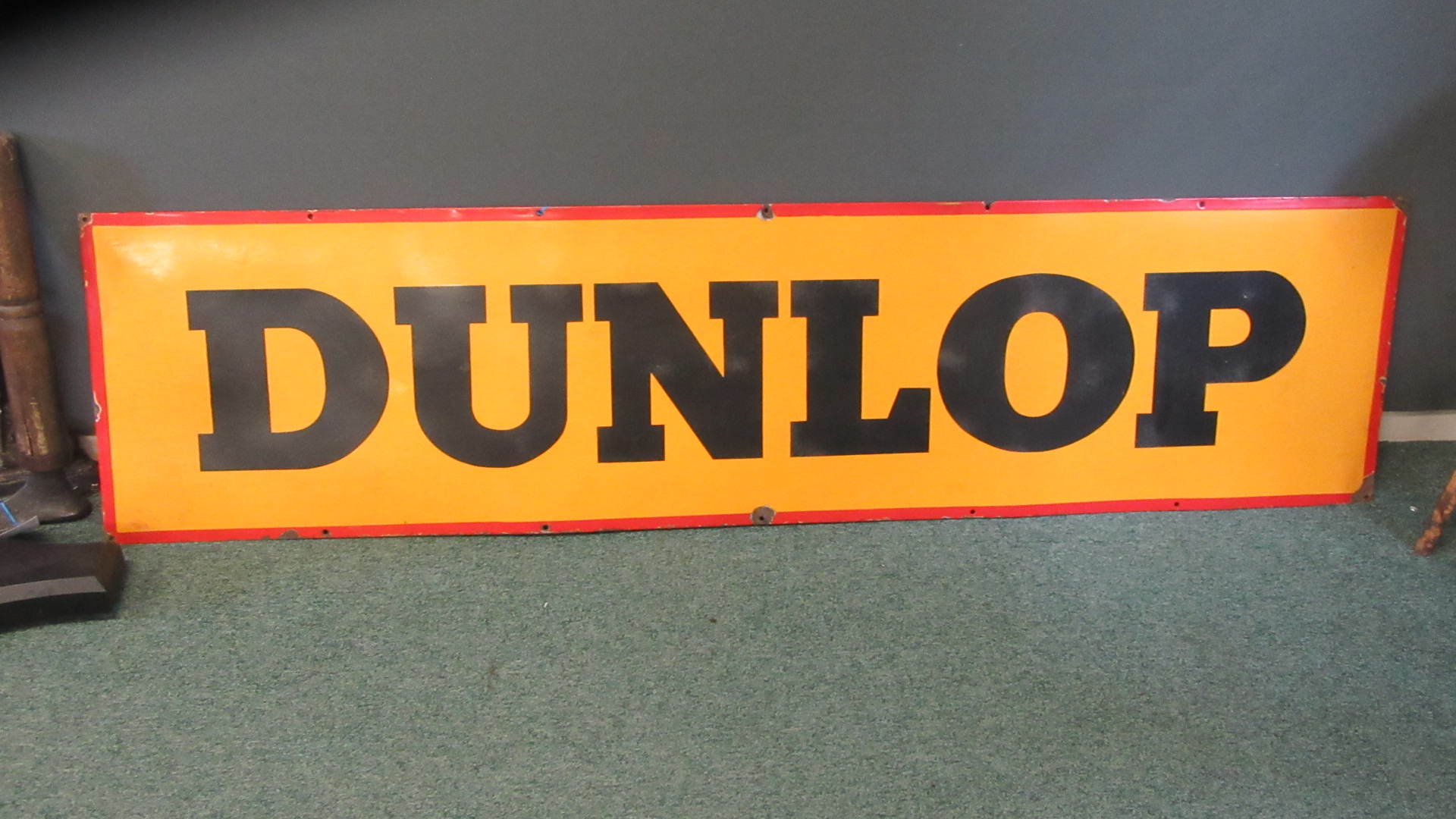 LARGE 8FT DUNLOP TYRES ENAMEL ADVERTISING SIGN
