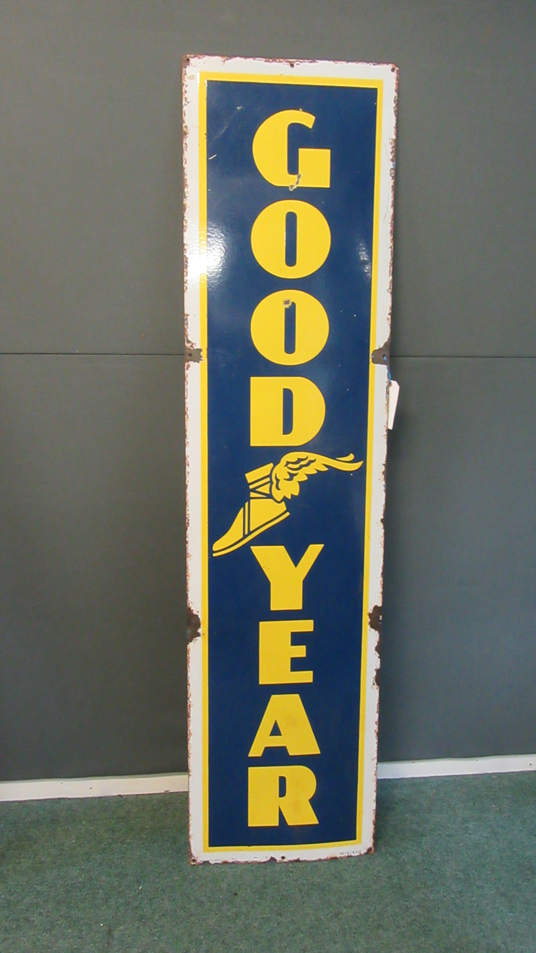 LARGE VINTAGE GOOD YEAR TYRES ENAMEL ADVERTISING SIGN