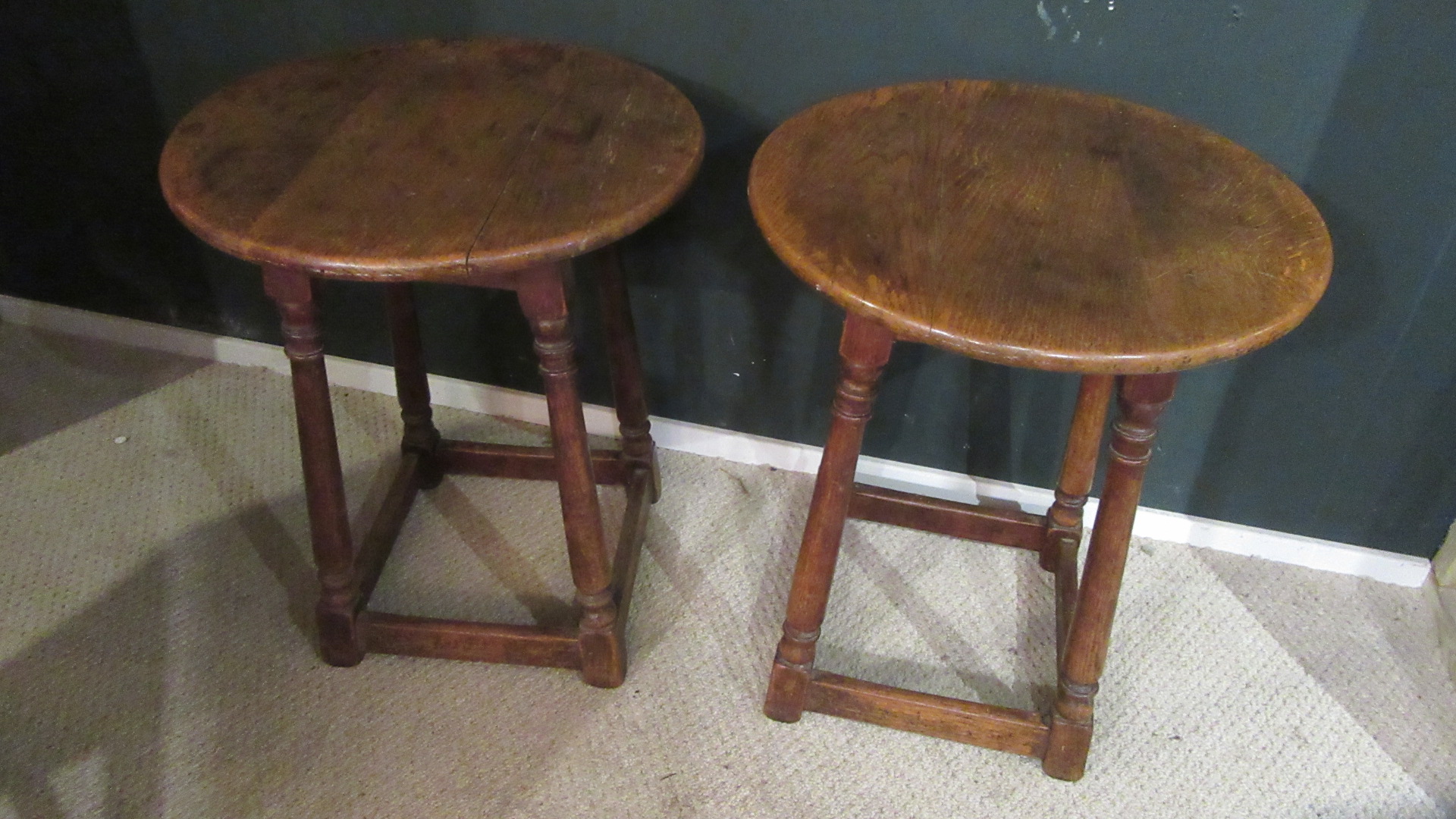 PAIR OF VINTAGE IPSWICH OAK TAVERN TABLES
