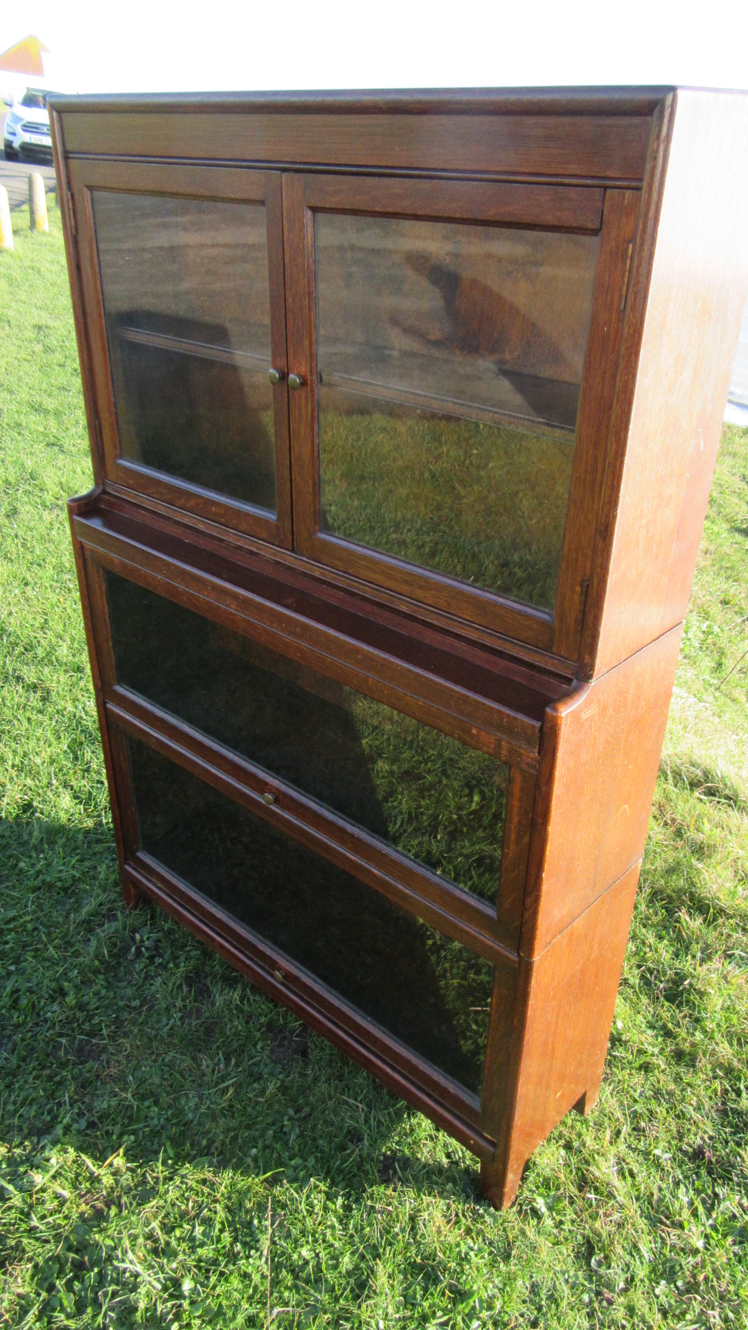 ANTIQUE OAK GLOBE WERNICKE STYLE SECTIONAL BOOKCASE