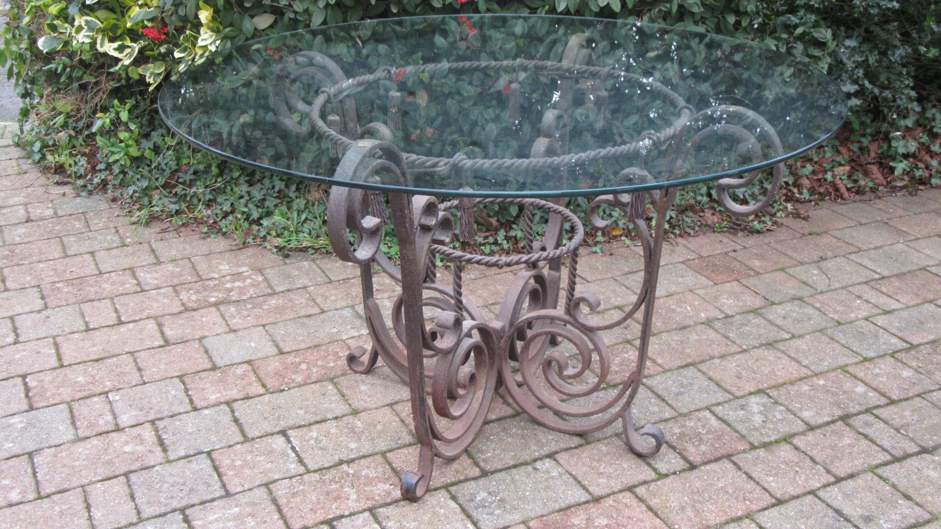 ANTIQUE ART DECO WROUGHT IRON DINING TABLE