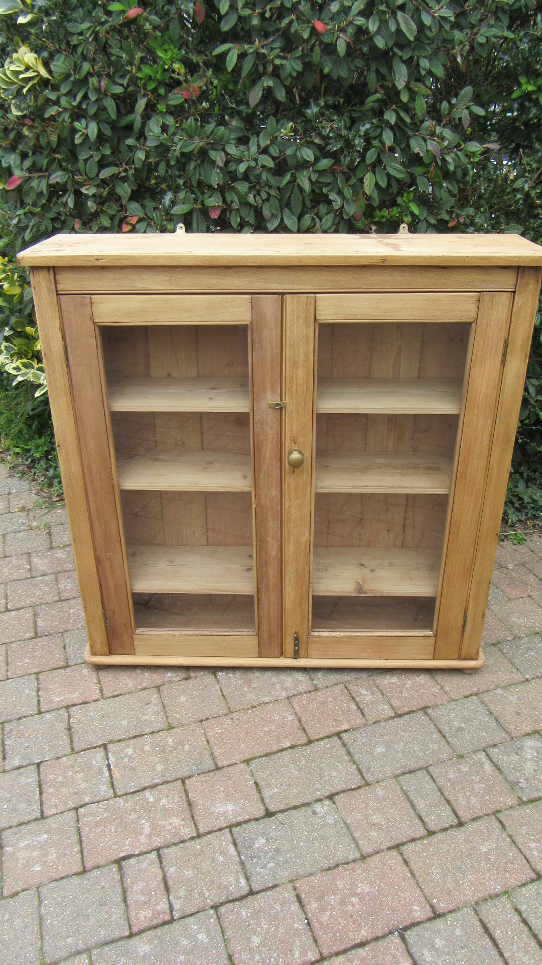 ANTIQUE VICTORIAN COUNTRY PINE GLAZED CUPBOARD