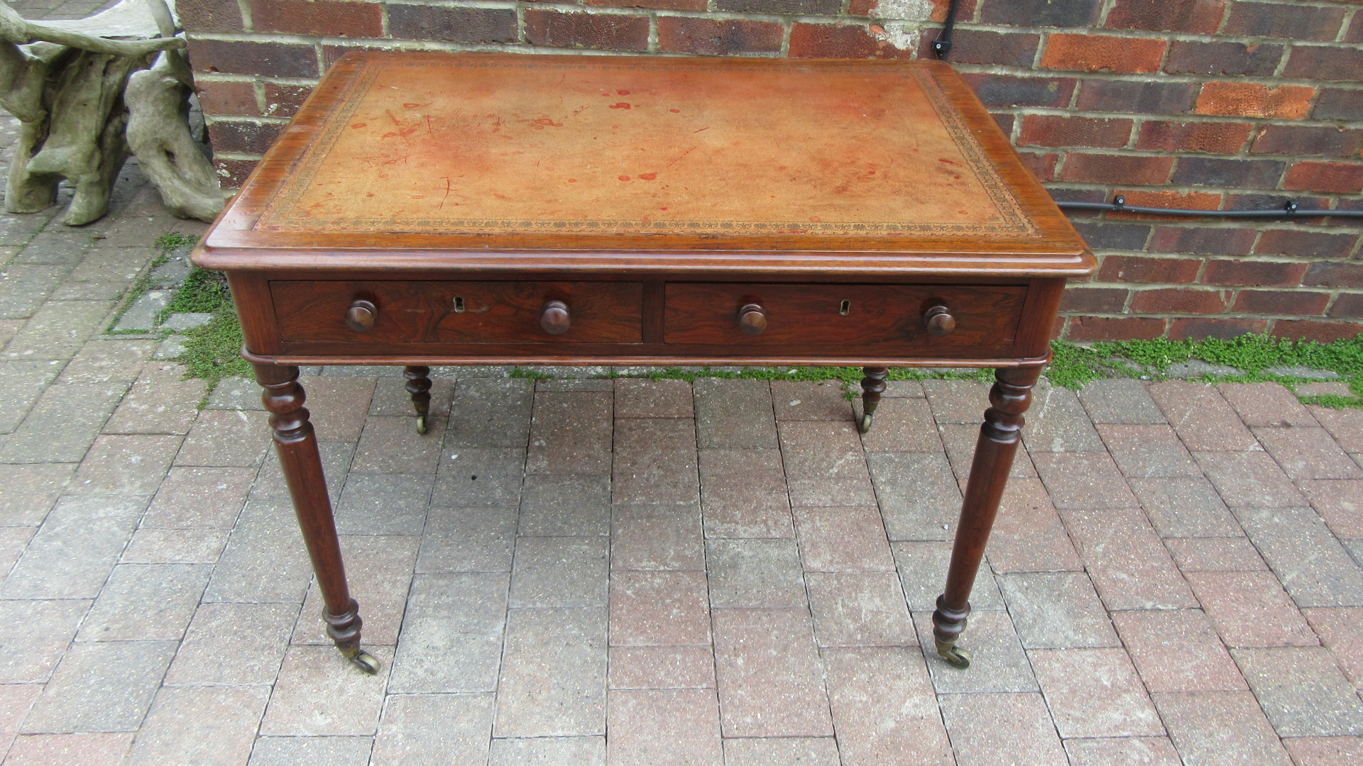 ANTIQUE SIMULATED ROSEWOOD WRITING TABLE