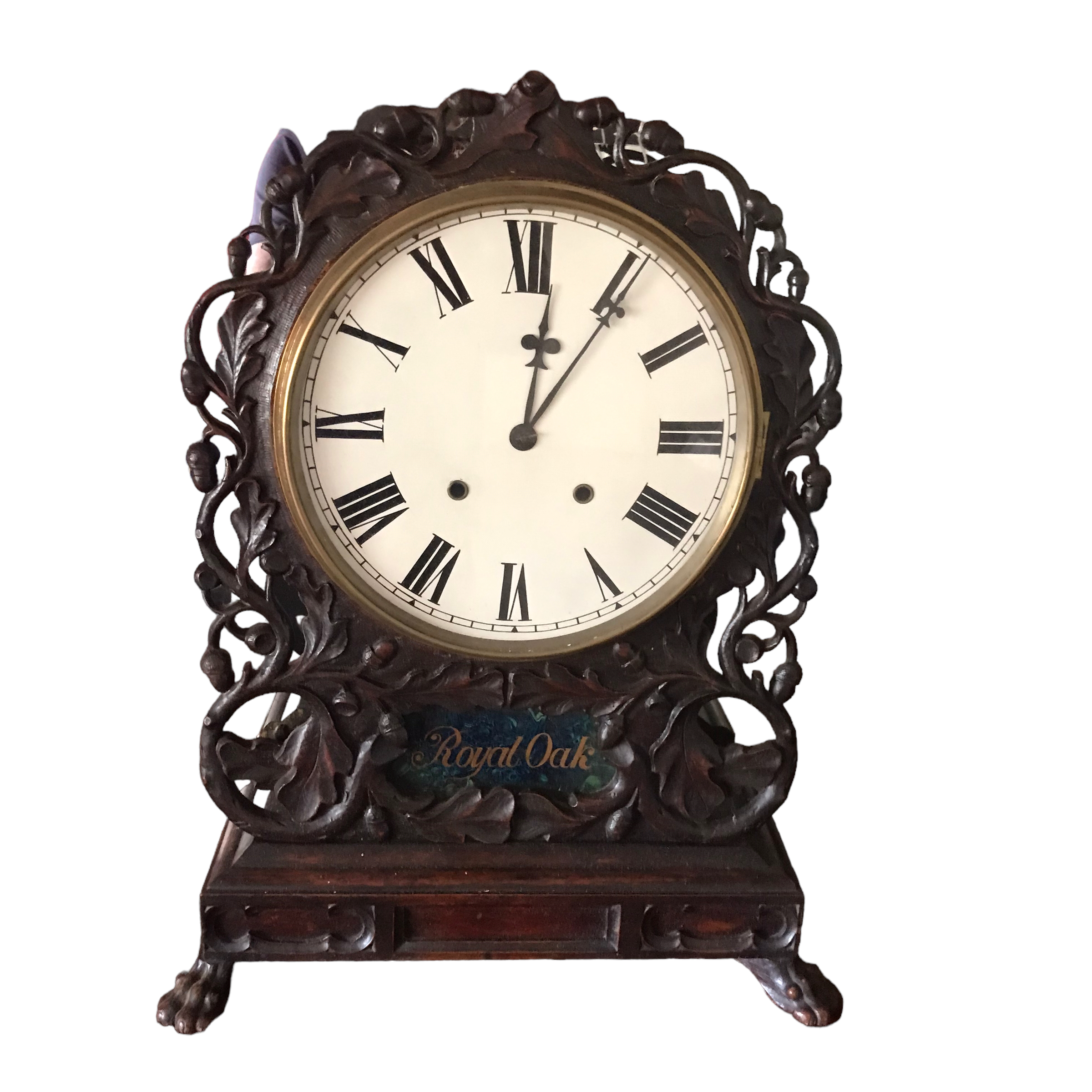 ANTIQUE VICTORIAN CARVED OAK TAVERN CLOCK