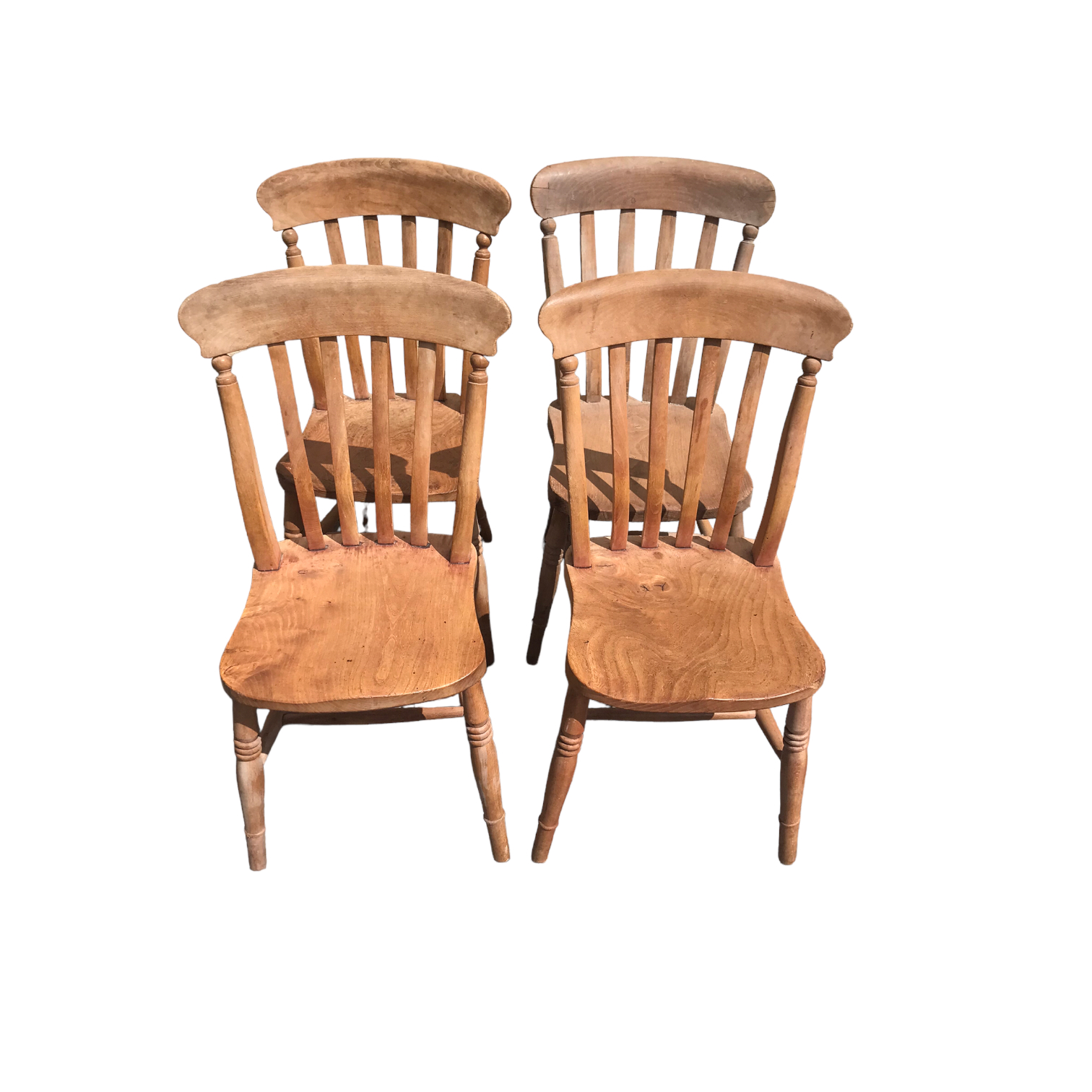 FOUR ANTIQUE VICTORIAN SLATT BACK COUNTRY DINING CHAIRS