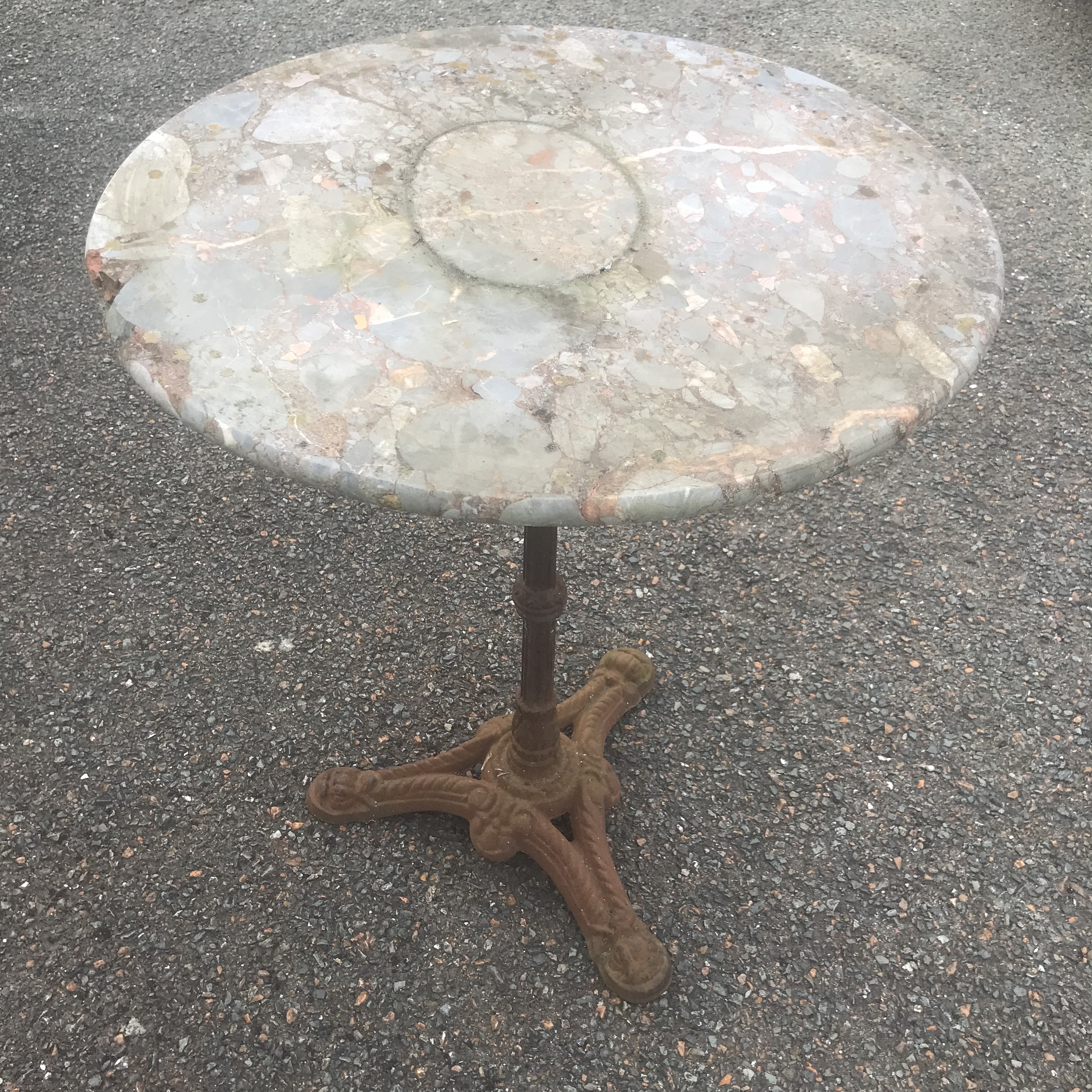 ANTIQUE CAST IRON BISTRO TABLE      A/F TOP