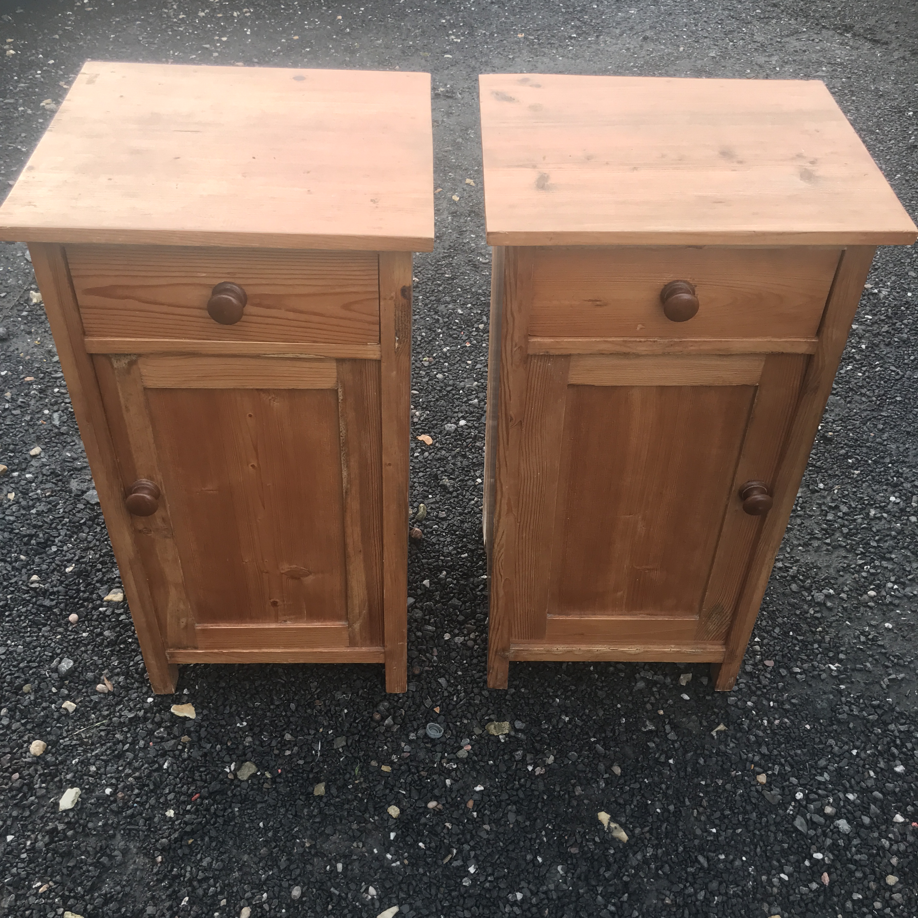 PAIR OF ANTIQUE PINE BEDSIDE CUPBOARDS