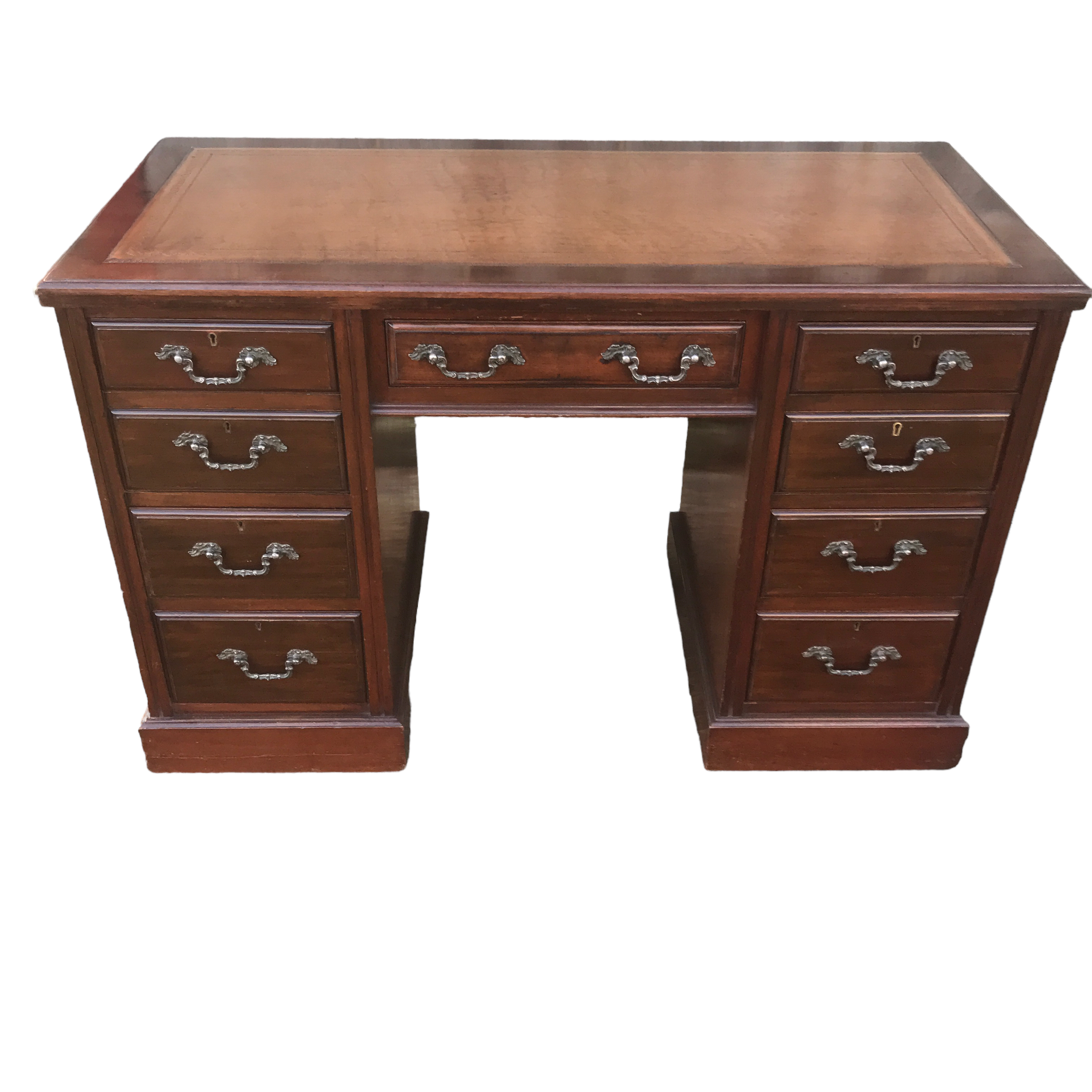 ANTIQUE VICTORIAN MAHOGANY KNEE HOLE WRITING DESK